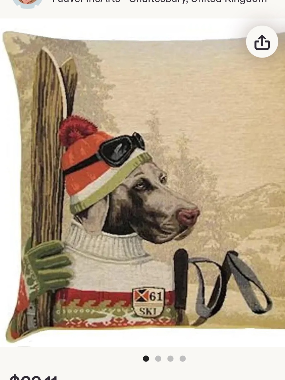 Weimaraner Dog Ski-ing Ski , pillowcase